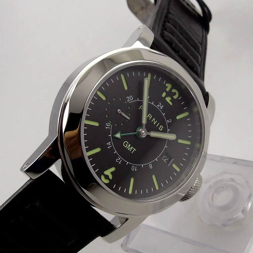  Fashion top brand Luxury 44mm Men Watch Parnis Automatic Watch ST 2557 Movement Black dial Luminous