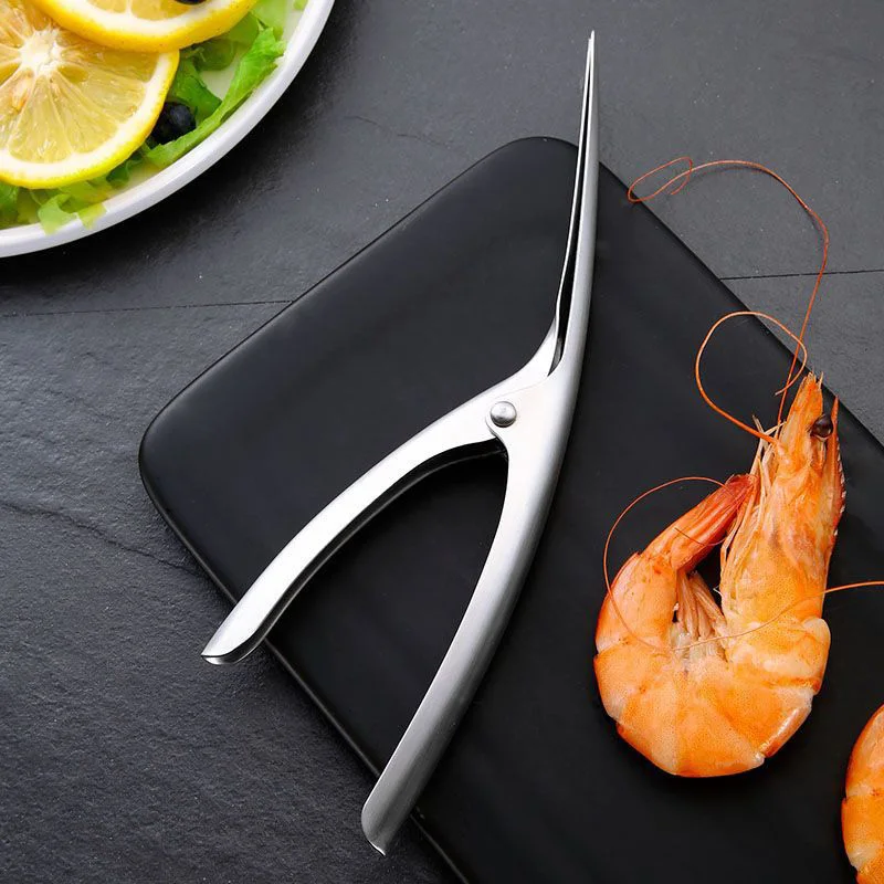 

Stainless Steel Shrimp Prawn Deveiner Peel Device Prawn Peeler Creative Kitchen Cooking Seafood Tools Kitchen Gadgets 35