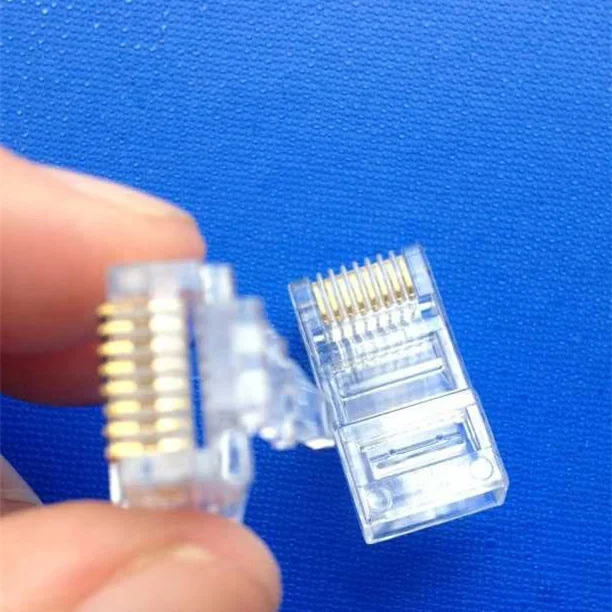 50 шт./лот соединитель RJ45 8P8C CAT5 неэкранированный сквозной отверстие позолоченная