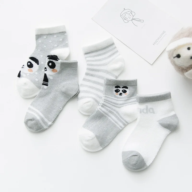 5 пар/лот; носки для малышей; Летние сетчатые тонкие носки для маленьких девочек; хлопковые носки для новорожденных мальчиков; одежда для малышей; аксессуары - Цвет: Gray-5Pairs