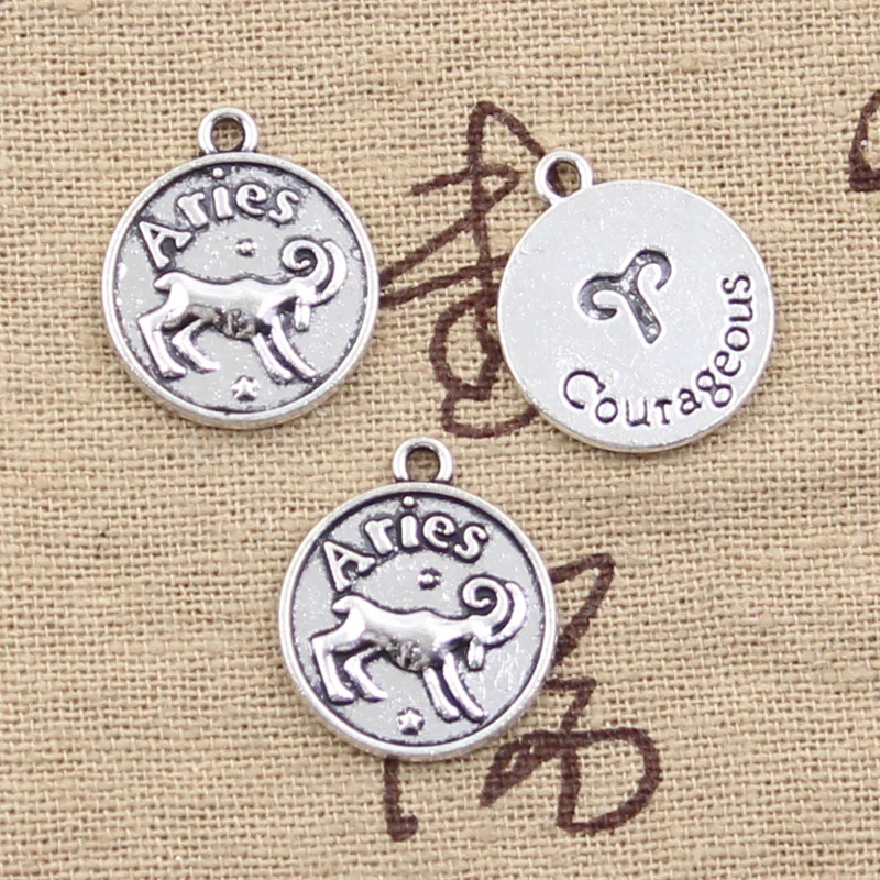 6pcs Charms Zodiac Aries courageous 20x17mm Antique Making pendant fit