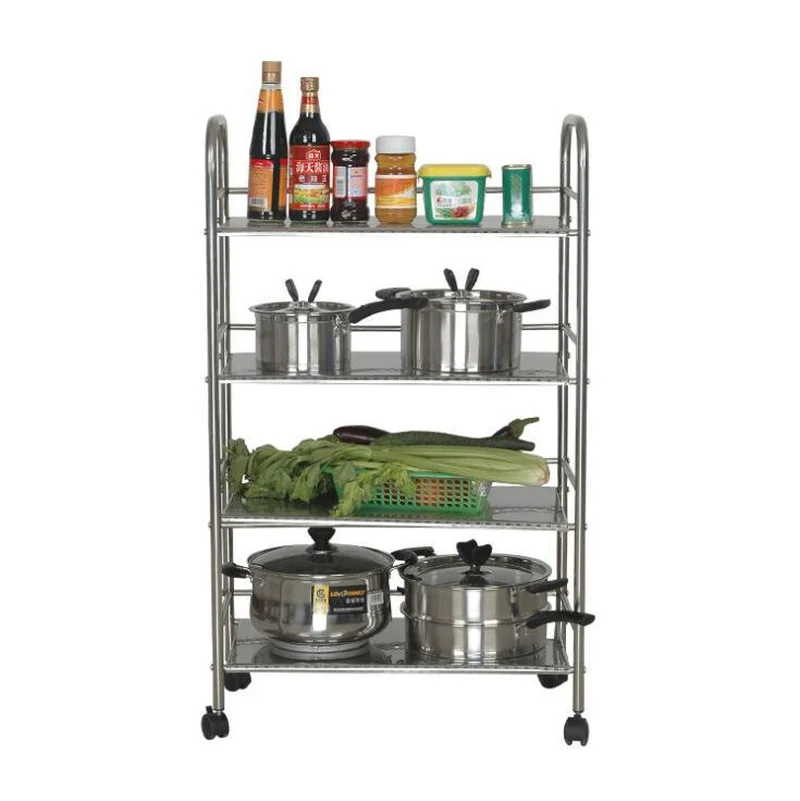 Kitchen Storage Stainless Steel Plate Stand Silver Bathroom Organizer Kitchen Rack 3-Shelf Shelving Unit on Wheels Black