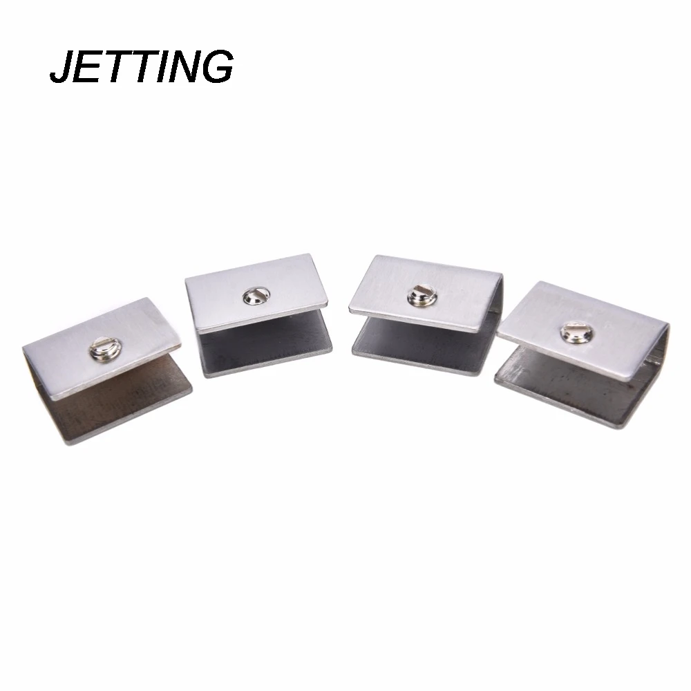 JETTING 4pcs Stainless Steel Square Clamp Holder Clip For Glass Shelf Handrail 6-12mm