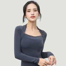 SALSPOR, повседневные женские рубашки с длинным рукавом для йоги, для фитнеса, кружевной воротник, тонкая, дышащая, быстросохнущая, спортивная рубашка, модная одежда для йоги