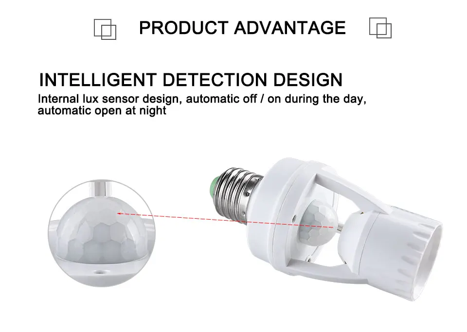 Инфракрасный датчик ПИР Выключатель лампы светодиодный светильник E27 база Конвертор движения Сенсор автоматический энергосберегающий свет лампы сплиттер адаптер