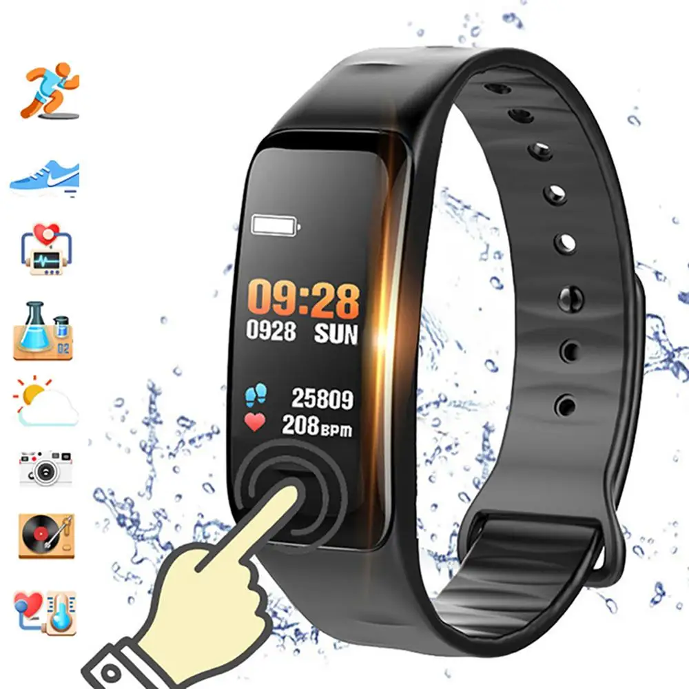 Pantalla de color C1S pulsera inteligente непроницаемый монитор для чтения карт, фитнеса, Bluetooth reloj intelig