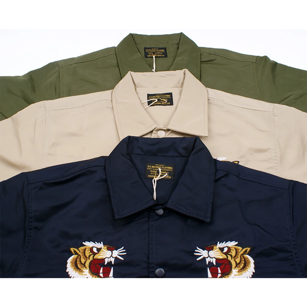 Зимняя флисовая куртка с вышивкой тигра, Мужская нейлоновая Водонепроницаемая винтажная куртка-карго, уличная модная верхняя одежда, мужская одежда