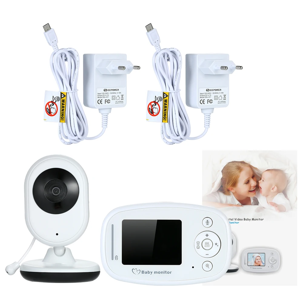 Цветной ЖК-дисплей беспроводной цифровой видео детский спальный монитор с колыбельными ночным видением двухполосный контроль температуры - Цвет: EU Plug