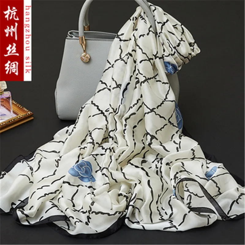 

180x90cm Bird Flower Printed Silk Chiffon Fabric Nature Silk Fabric Material Sew Women Dress Scarf HG07