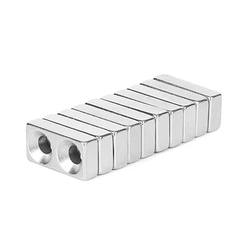 

10PCS N52 Neodymium Magnets 20x10x3.5mm Double 4mm Hole Rectangular Super Strong Rare Earth Permanent Magnet 20*10*3.5mm