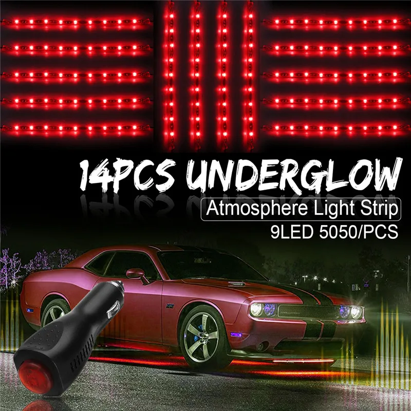 

12inch 30W Red Car Underglow LED Light with Car charger Free combination LED Light strip lamp for Decor Automobile