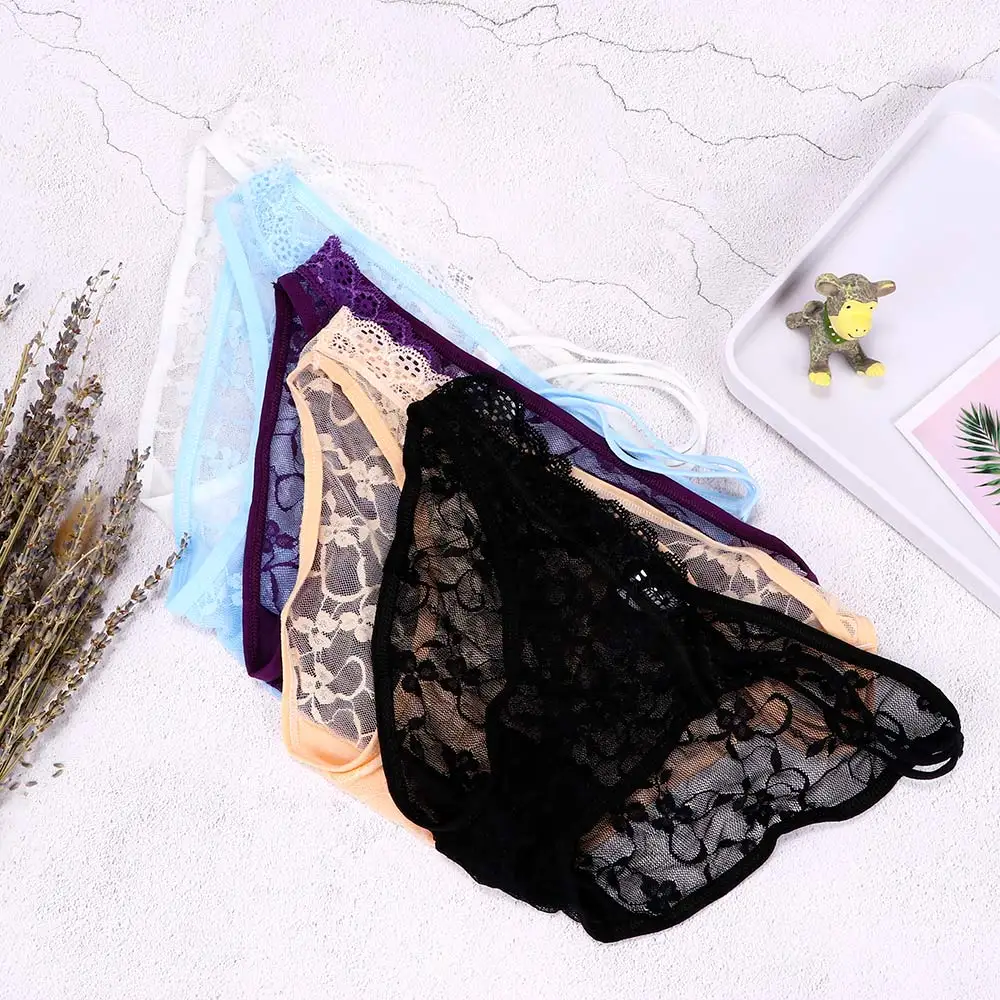 Hot Women Lace Sexy Pantie Perspective Flower Embroidered Patterned