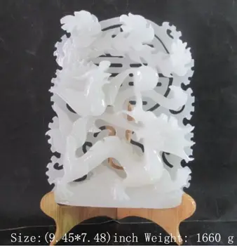 

100% pure natural handmade Afghanistan white jade carving longfeng statue