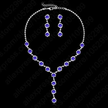 Новое поступление, темно-синие ожерелья, ювелирные наборы для женщин, аксессуары для свадьбы, Свадебный кулон, CZ ожерелье, серьги, наборы