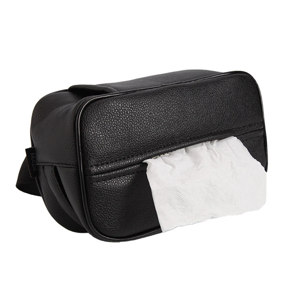 

1 PC Car Tissue Box High Quality PU Leather Buckle Seat Back Hanging Tissue Holder Convenient Space Saving Tissue Container