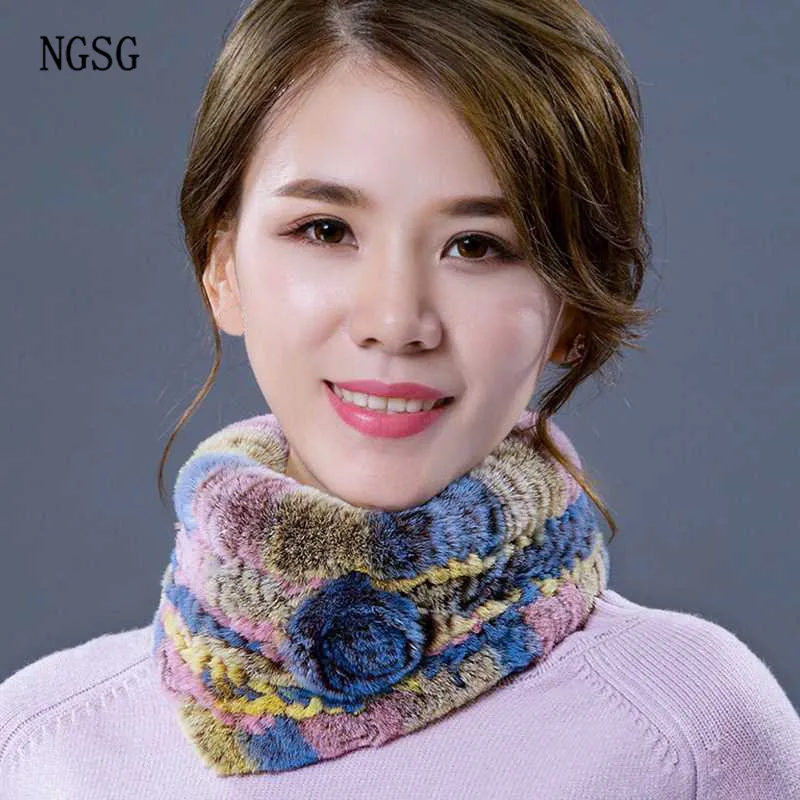 NGSG 2018 новые женские реального Рекс кролика меховые шарфы зима толстые теплые Одежда высшего качества шаль натуральный мех глушитель