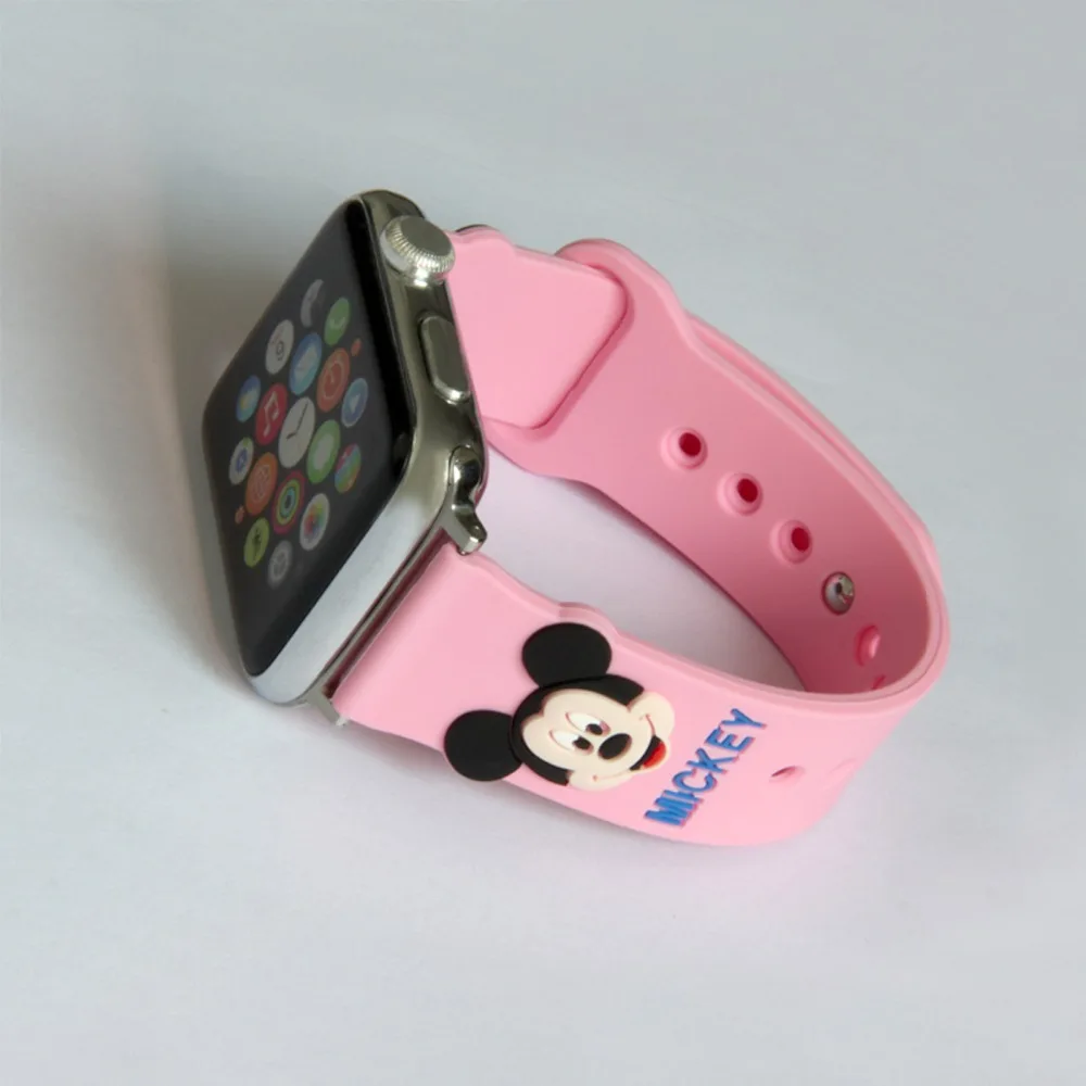 Cute Mickey Mouse hellokitty Ears silicone strap for apple watch band 44 40 38 42 mm for iwatch 1/2/3/4 Replaceable Accessories