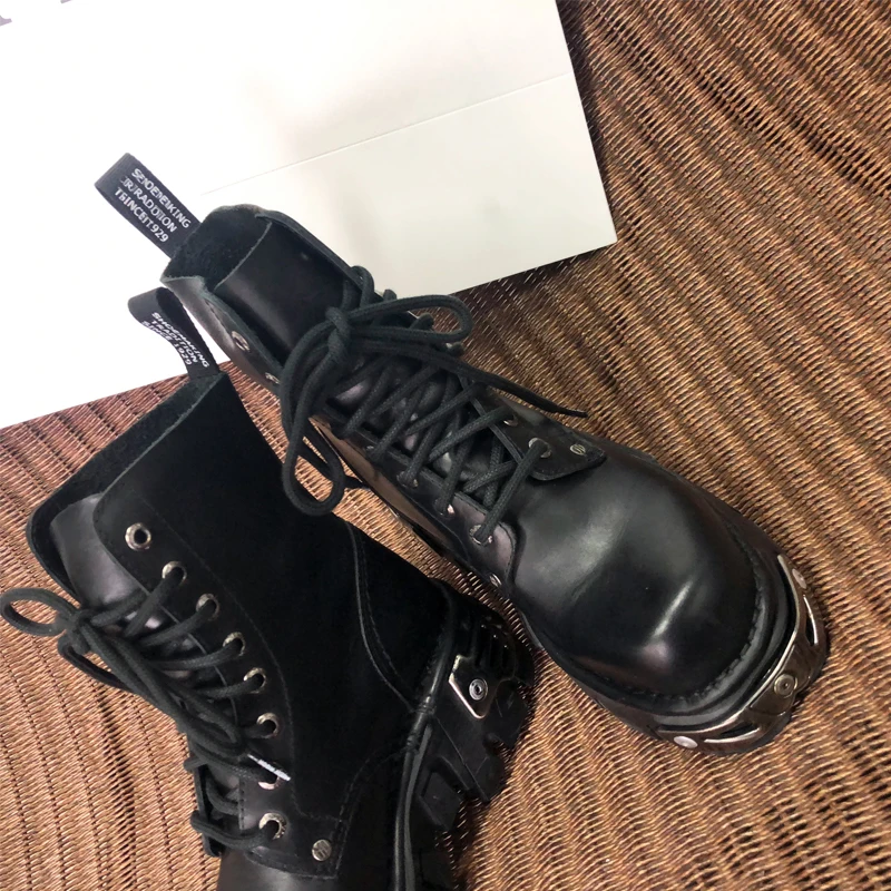 Mabaiwan/модные зимние ботильоны из микрофибры; обувь на платформе со шнуровкой и металлическим украшением; Женские ботинки в жокейском стиле на высоком каблуке в стиле милитари