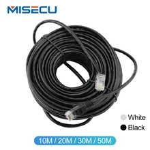 Parche MISECU10M 20M 30M 50M cat RJ45 Cables de red de Cable Lan impermeables al aire libre Color negro para sistema de cámara CCTV POE IP