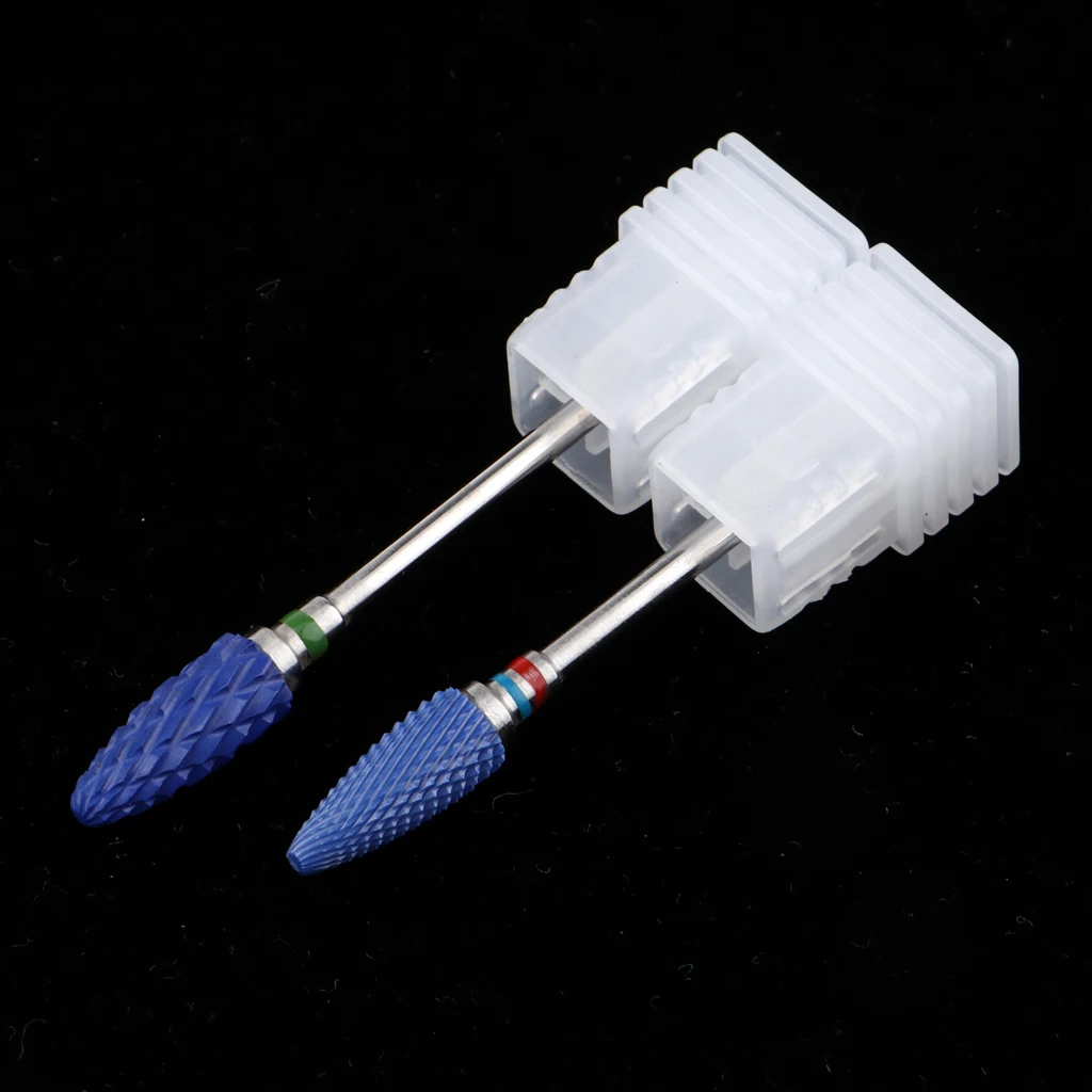 Ceramic Nail Files Drill Bits Set Manicure Electric Polishing Grinding Barrel Head 2pcs, Blue