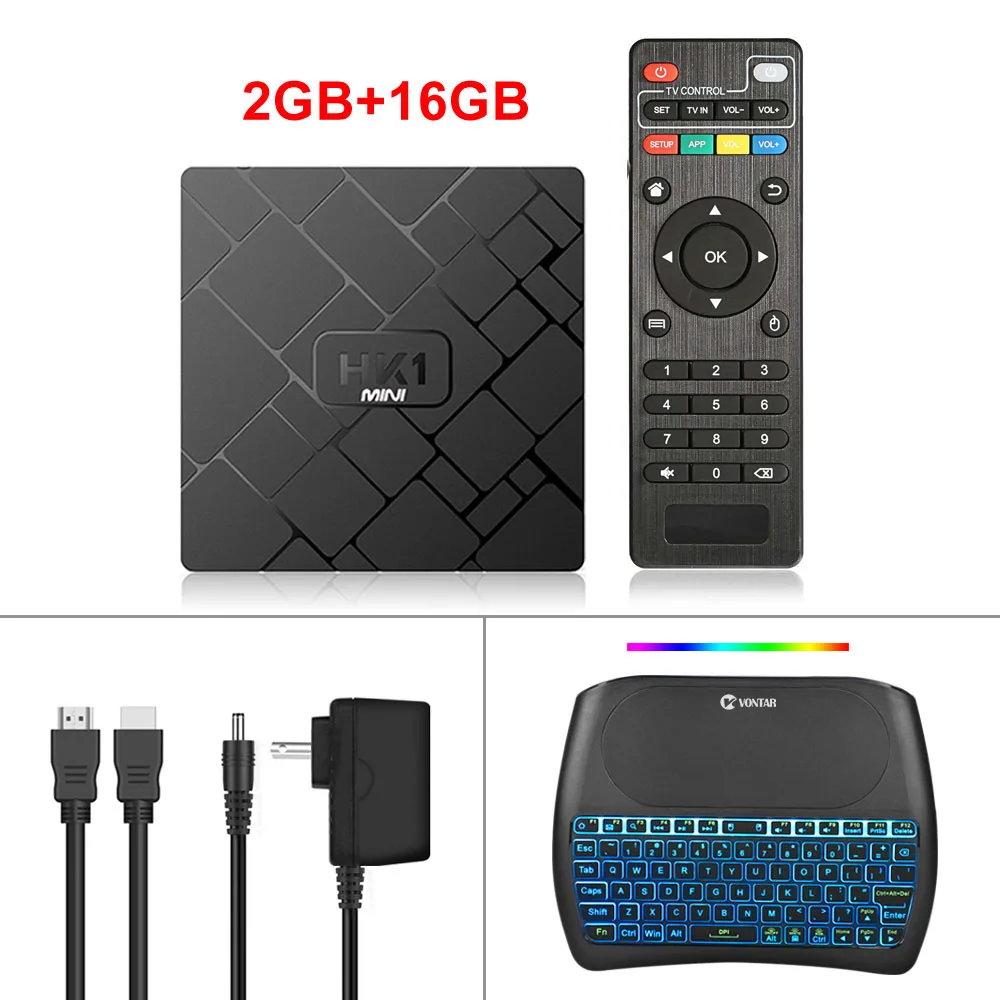 Android 9,0 Smart tv Box RK3229 четырехъядерный 2 Гб 16 Гб HK1 мини 2,4 ГГц Wifi H.265 4K HD Google плеер магазин телеприставка медиаплеер - Цвет: 2GB16GB D8 keyboard