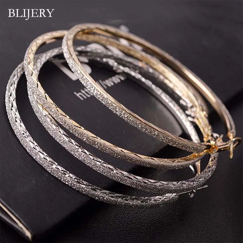 

BLIJERY Fashion Circle Earrings for Women Wedding Party Shiny Round Hoop Earrings Simple Piercing Hoop Earrings boucle d'oreille