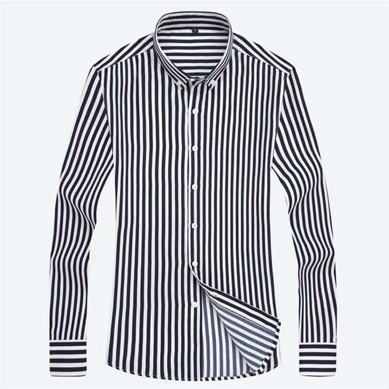 5XL Plus Large Size Striped Shirts Men Long Sleeve Casual Autumn Spring Classic Male Shirts Non-Iron Dress Shirts Man Muls Brand 10