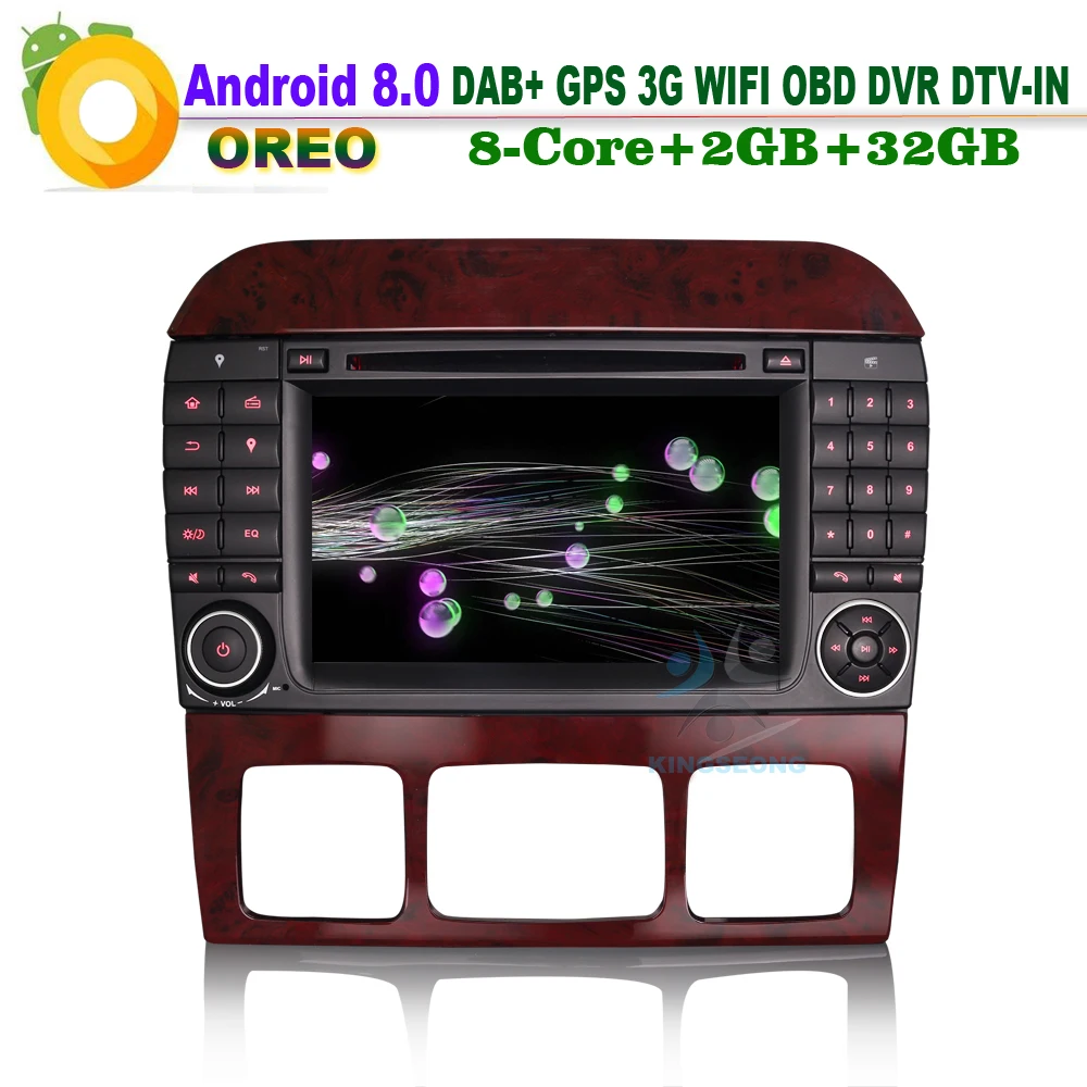 Sale 8-Core Android 8.0 Car Stereo GPS Bluetooth CD Car Multimedia Player RAM 3G DVR DTV-IN for Mercedes-Benz S-Class CL-Class W215 0