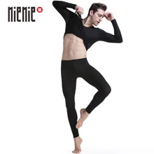 Мужской комплект нижнего белья, эластичный тонкий шелковистый полупрозрачный вискозный комплект с длинными подштанниками и круглым вырезом