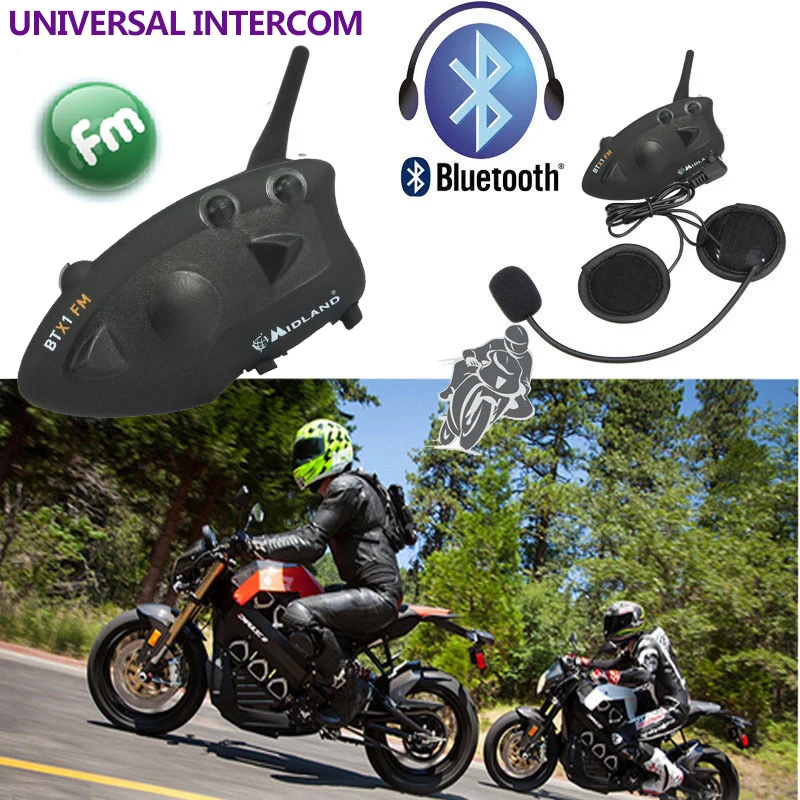 MIDLAND BTX1 мотоциклетный шлем гарнитура Bluetooth домофон Hands-free Interphone FM Rider-to-Passanger домофон для 2 человек