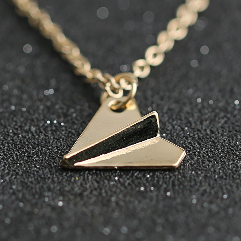 1D One Direction Necklace Paper Airplane Plane Pendant Gold Black Gun Silver Color Fashion Simple Jewelry Men Women Wholesale