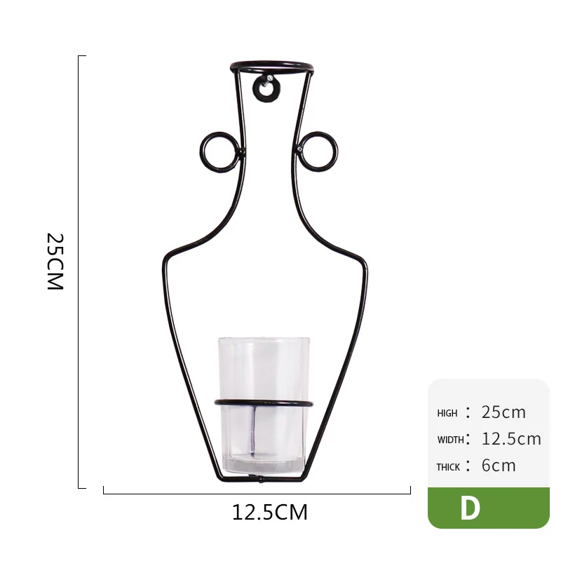 Скандинавские Кованые Настенные подвесные простые современные настенные украшения, гидропонная ваза, украшения для дома, гостиной, Стены Коридора - Цвет: D