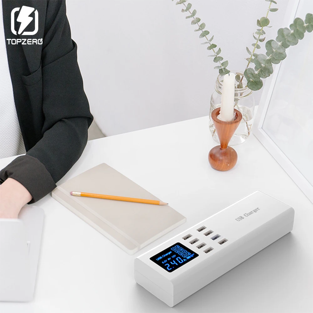 8 портов USB светодиодный дисплей настенное зарядное устройство адаптер гнездо