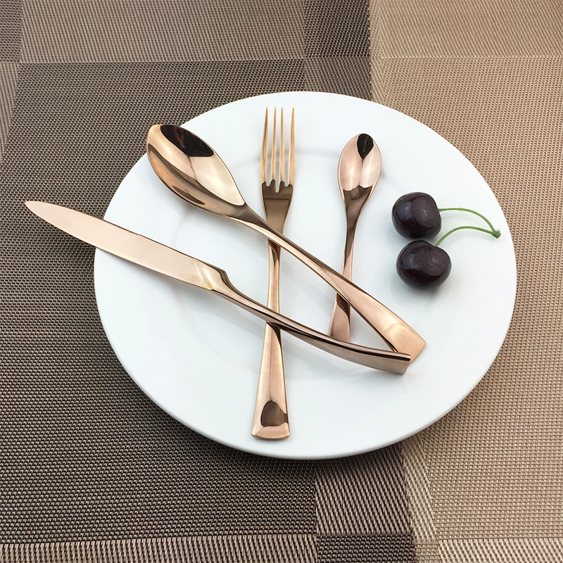 32pcs 18/10 Stainless Steel Western Food Cutlery Set Rose Gold Forks