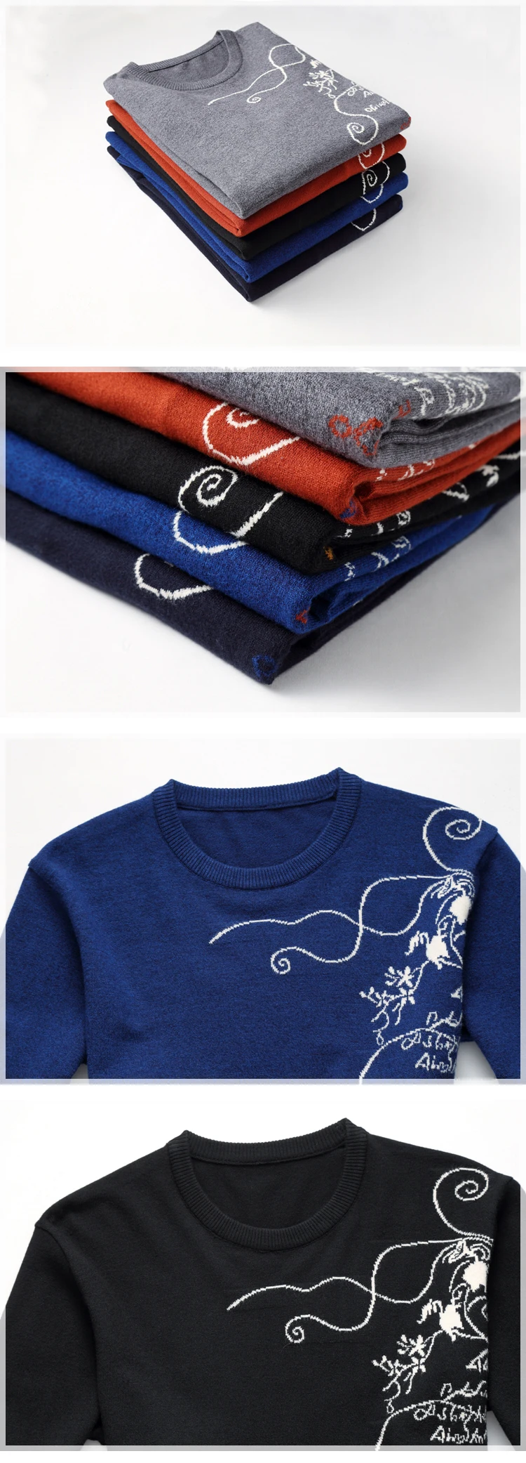 Осень Высокое качество для мужчин's свитеры для женщин мода печатных О образным вырезом вязаный свитер мужчин s Новинка 2019 года повседнев
