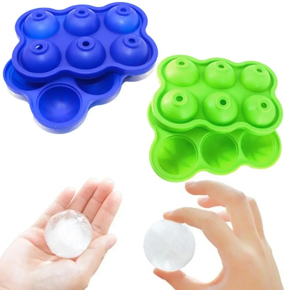 

6 Hole Ice Cube Ball Drinking Wine Tray Brick Round Maker Mold Sphere Mould Party Bar Silicone Ice Hockey Mould