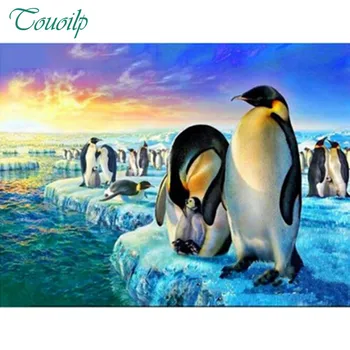 

Touoilp New Arrival Cartoon Square & Round Diamond Painting Four Penguins 5D DIY Diamond Embroidery Crystal Mosaic Craft Gift