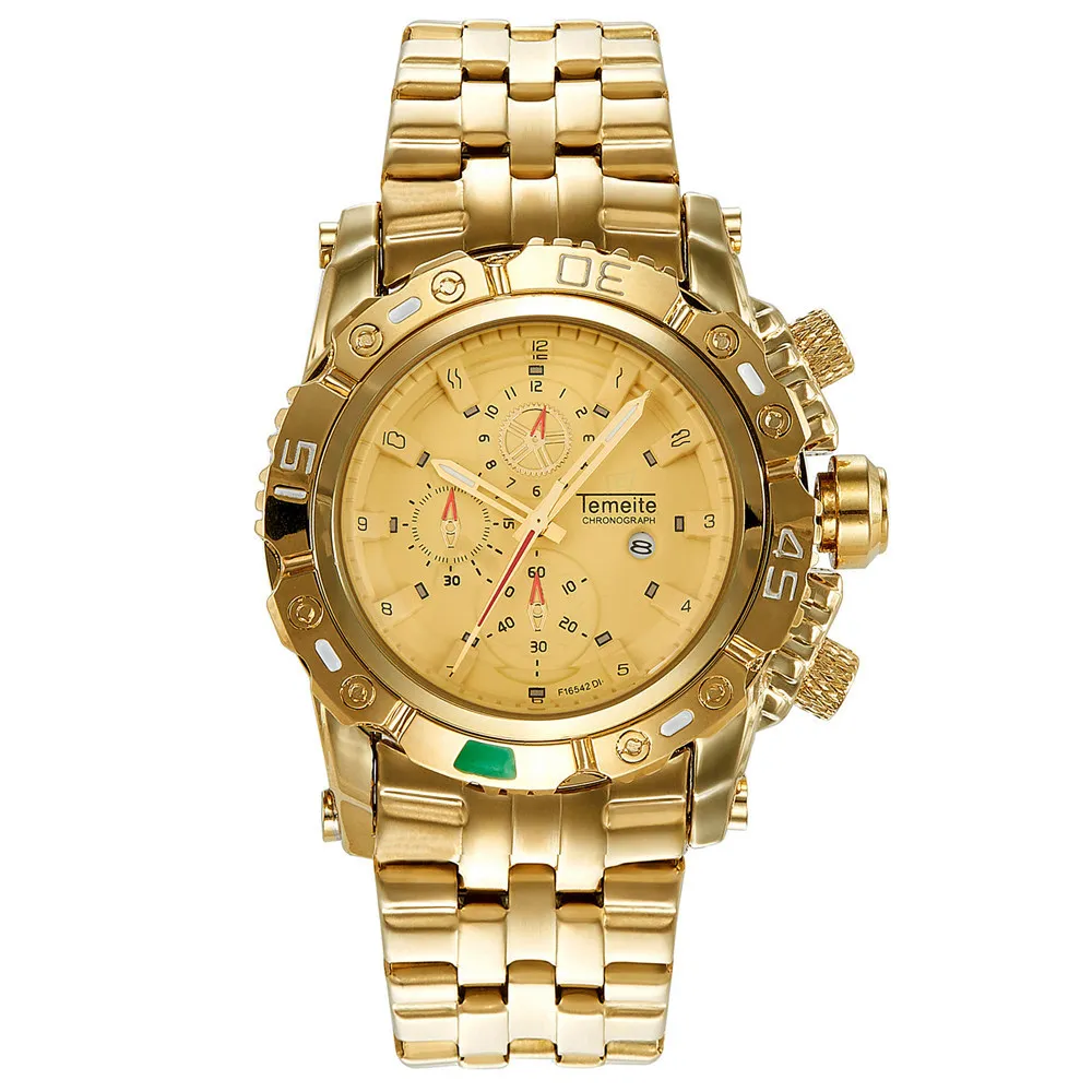 Топ брендовые роскошные золотые мужские часы с большим циферблатом золотые часы из нержавеющей стали наручные мужские часы водонепроницаемые мужские часы - Цвет: 03