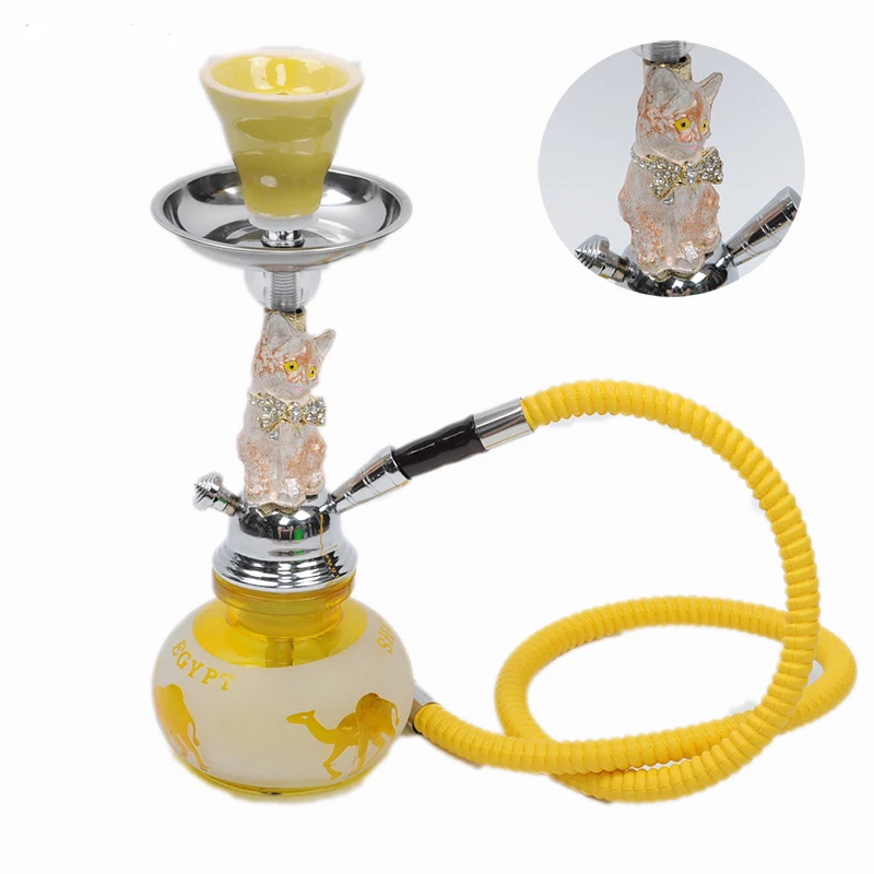Premium Arab Small Alloy Shisha Hookah Cat Hookahs In Glass Smoking