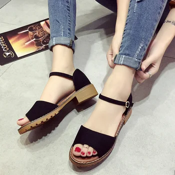 

2020 Summer Women Shoes Ladies Low Heels Sandals Peep-toe Fashion Women Sandals Woman Summer Shoes Non-slip Low Heel 3cm A768