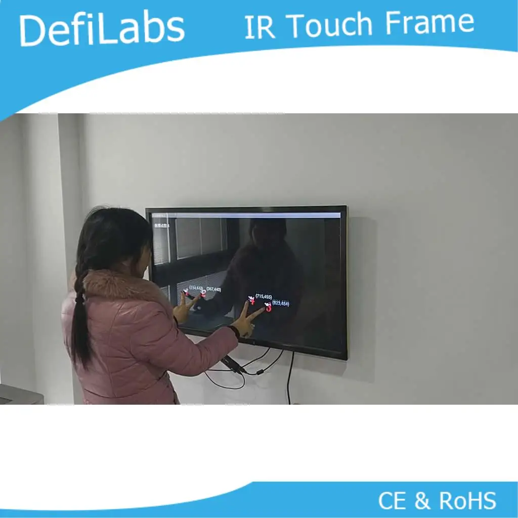 

DefiLabs 2 touch points 80 inch Screen Frame/ Panel for Hotel entertainment center, Interactive wall