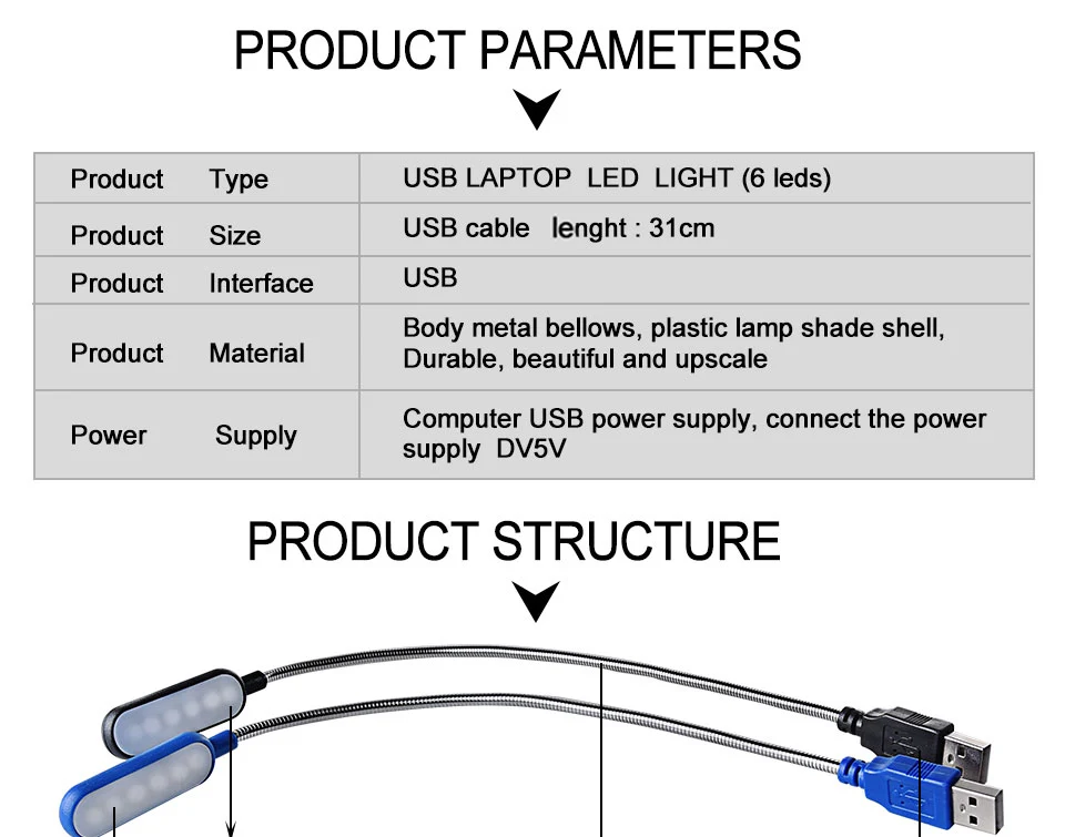 Flexible Night Light Mini LED USB Book Light Reading Lamp Powered By Laptop Notebook Computer For Students Reader (2)