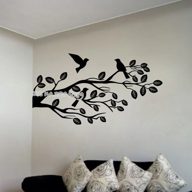 Tree Branch Birds Wall Decal Branches With Bird Standing On Tree Wall Stickers Plant Nature Home