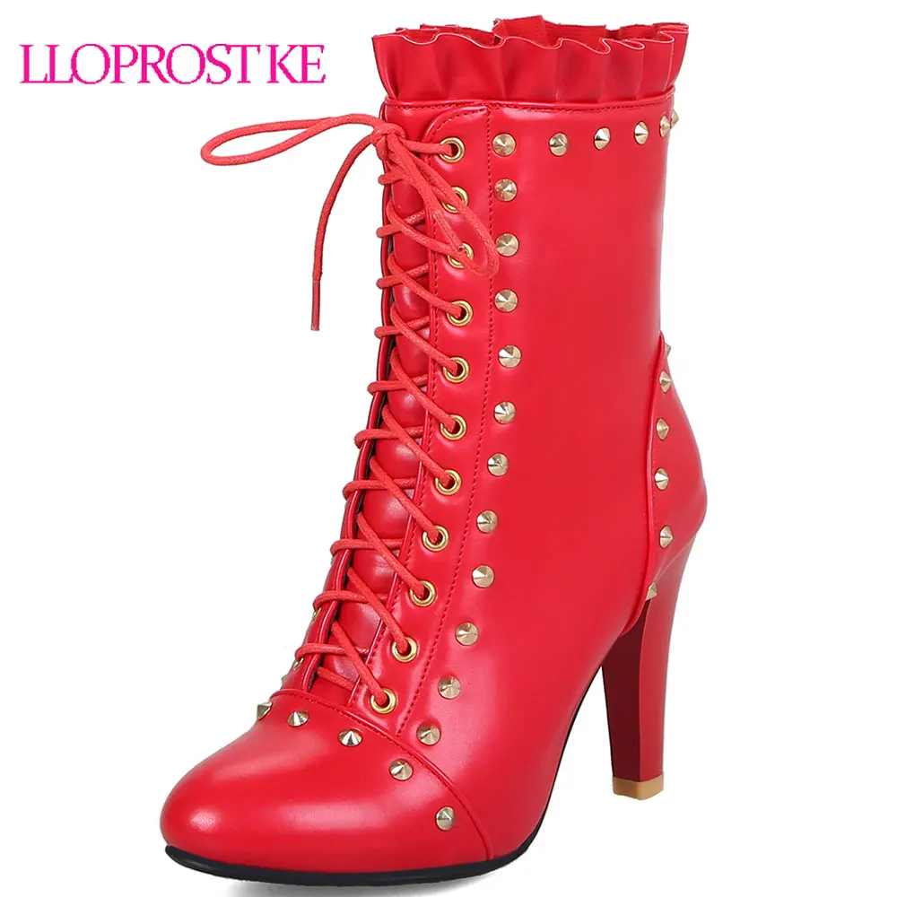 

Lloprost ke Women Ankle Boots New Fashion Thin High Heels Platform Shoes Winter Warm Boots Short Boots Shoes For Female D491