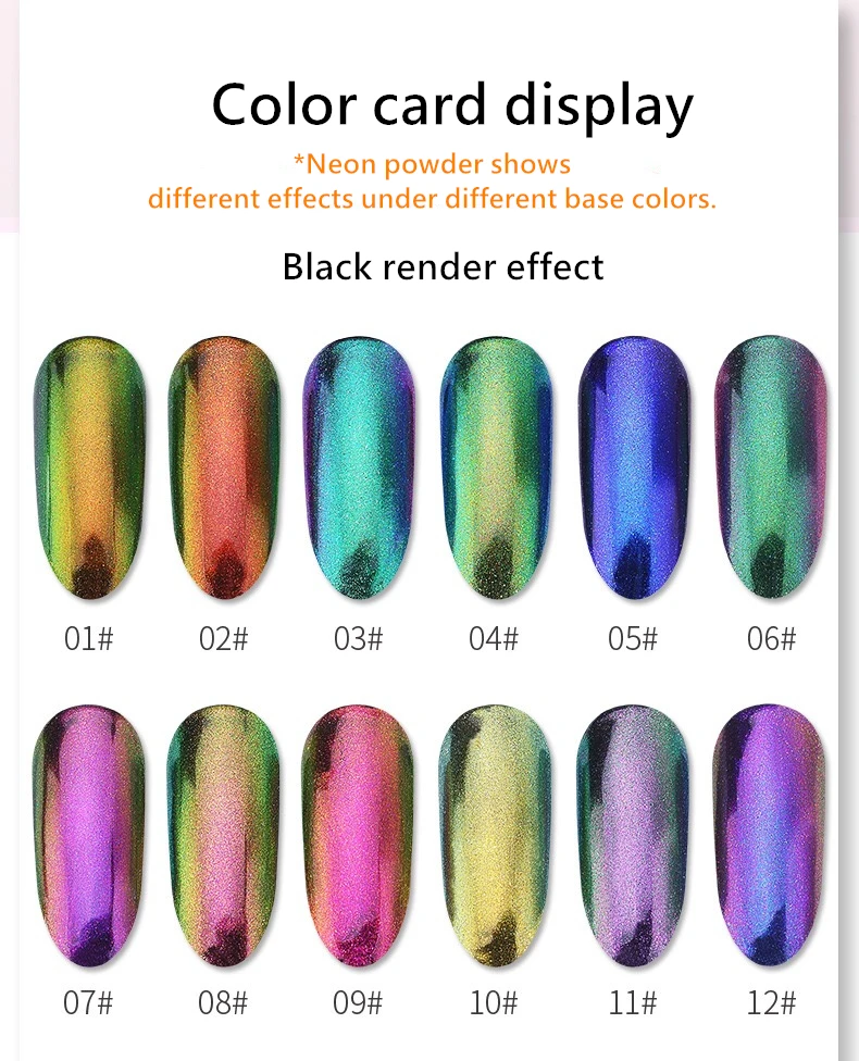 

Nail Mirror Powder Aurora Mirror Flour Electroplating Powder Variety Silver Glitter Metallic Silver Magic Powder 12 Color nails