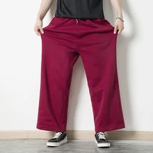 Новые мужские штаны для уличного бега, свободные расклешенные штаны в стиле хип-хоп, одноцветные повседневные спортивные штаны с эластичной резинкой на талии, штаны Bigfoot