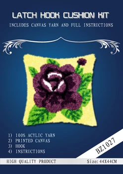

oneroom Red flowers cross stitch pillow violet flowers method of needlework kit latch hook rug kit / embroidered pillow