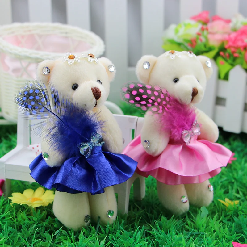 Новая мода 12 шт. милый Мишка Тедди плюшевые игрушки маленькие куклы медведи для свадьбы мультфильм букет цветов рождественские рекламные