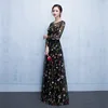 It's YiiYa New Black Floral Long Sleeves Illusion Appliques Elegant Zipper Party Formal Dress Floor Length Evening Dresses LX102 ► Photo 3/6