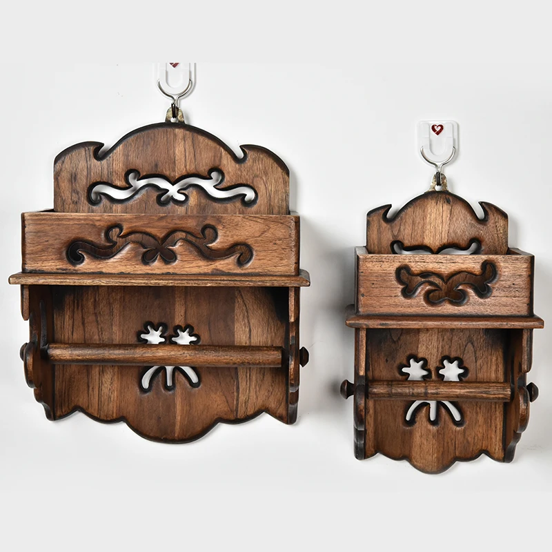 

1piece 2size Creative Delicate Furnishing Article Retro Thai Style DIY Unique WC Wood Turban Towel Rack Home Hotel Decoration